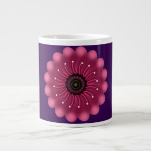 Taza De Café Gigante Flor Fantasía Rosa Brillante Floral Neón Abstrac