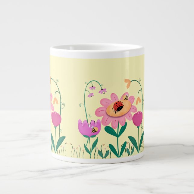 Taza De Café Gigante Flor feliz (Frente)