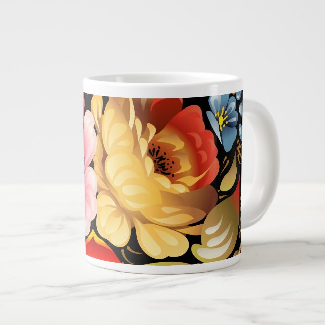 Taza De Café Gigante Flor fina Guay Cute Girly Retro Floral (Derecha)