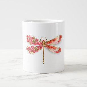 Taza De Café Gigante Flor libélula con sakura de joyas