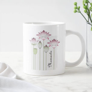 Taza De Café Gigante Flor Lotus rosa personalizada