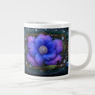 Taza De Café Gigante Flor Lujosa con Marco Ornamentado