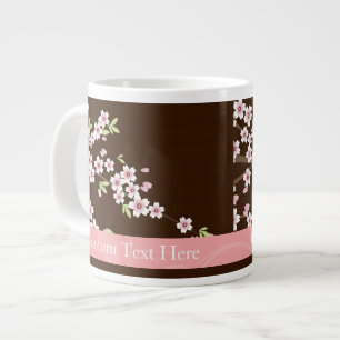 Taza De Café Gigante Flor personalizada de dogwood rosa/marrón