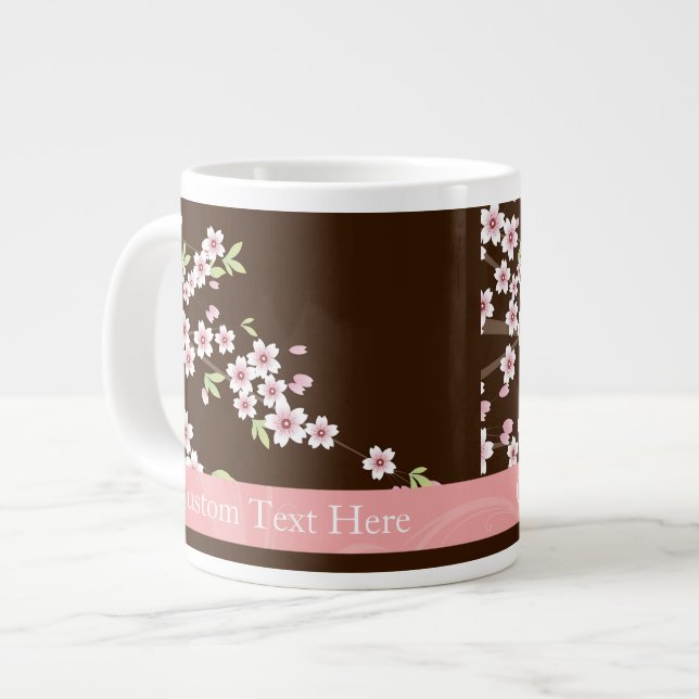 Taza De Café Gigante Flor personalizada de dogwood rosa/marrón (Izquierda)
