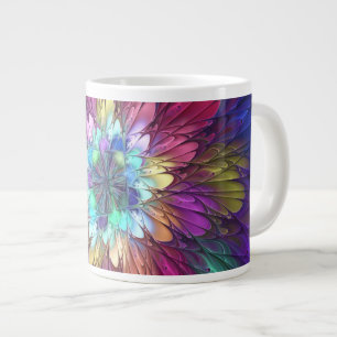 Taza De Café Gigante Flor psicodélica colorida Resumen Arte Fractal
