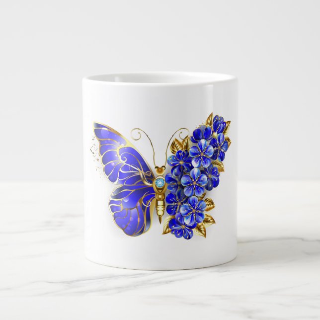 Taza De Café Gigante Flor Sapphire Mariposa (Frente)