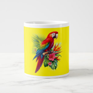 Taza De Café Gigante Flor tropical de macao rojo