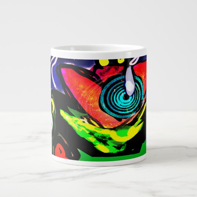 Taza De Café Gigante Flor y rana primaverales (Frente)