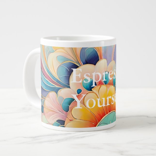 Taza De Café Gigante Flora 3 Floral Pastel Especie Mug (Izquierda)