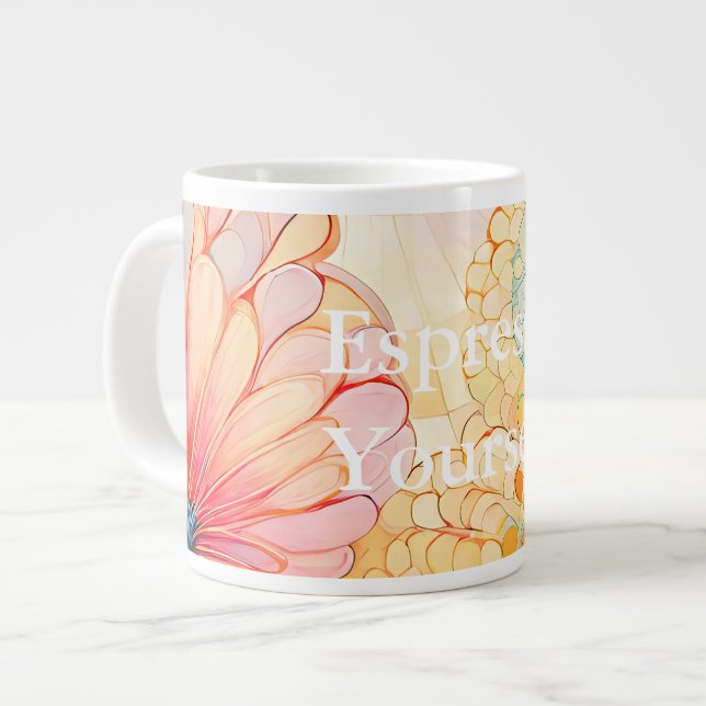 Taza De Café Gigante Flora 5 Floral Pastel Especie Mug (Izquierda)