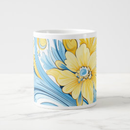 Taza De Café Gigante Floral art pattern Extra-Large Mug