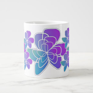 Taza De Café Gigante Floral azul púrpura