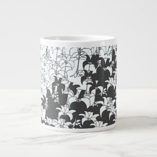 Taza De Café Gigante Floral Blanco Negro