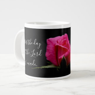 Taza De Café Gigante Floral con verso; rosa rojo flor, Salmo 118:24