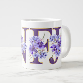 Taza de café gigante floral femenina de la letra