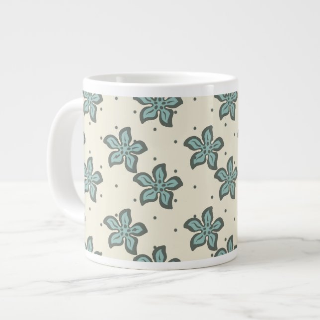 Taza De Café Gigante Floral gris (Izquierda)