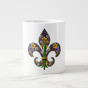 Taza De Café Gigante Floral Mardi Gras fleur de lis