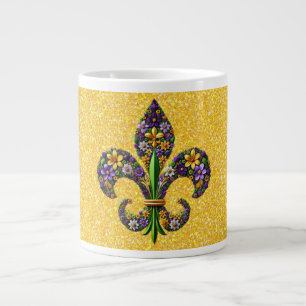 Taza De Café Gigante Floral Mardi Gras fleur de lis