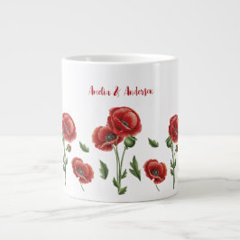 Taza De Café Gigante Floral personalizada de pipetas rojas