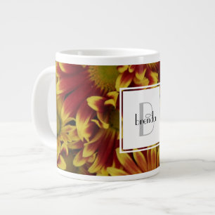 Taza De Café Gigante Floral personalizada, margarita amarilla con nombr