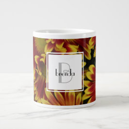 Taza De Café Gigante Floral personalizada, margarita amarilla con nombr