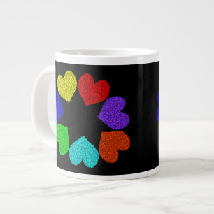 Taza De Café Gigante Floral Rainbow Love Hearts Mug