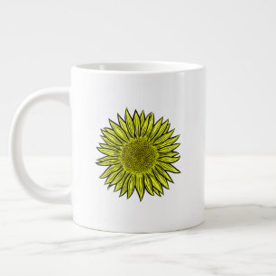 Taza De Café Gigante Floral Rústico Amarillo Giro mano de girasol
