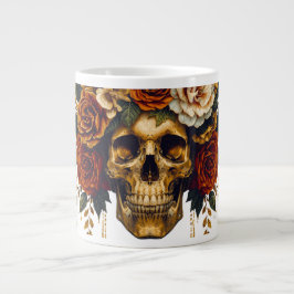 Taza De Café Gigante Floral Skull Mug | Elegant Gothic Halloween Cup