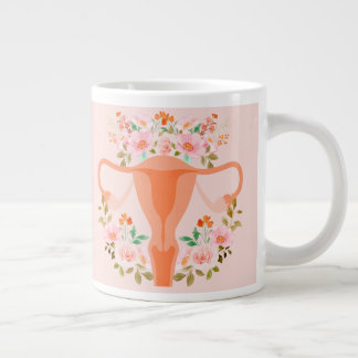 Taza De Café Gigante Floral Uterus Mug- (Peach)