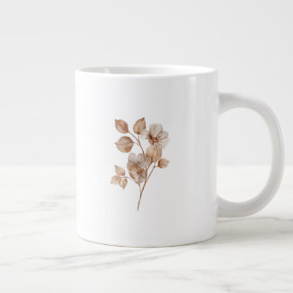 Taza De Café Gigante Floral White Mug | Aesthetic Flower Coffee Cup