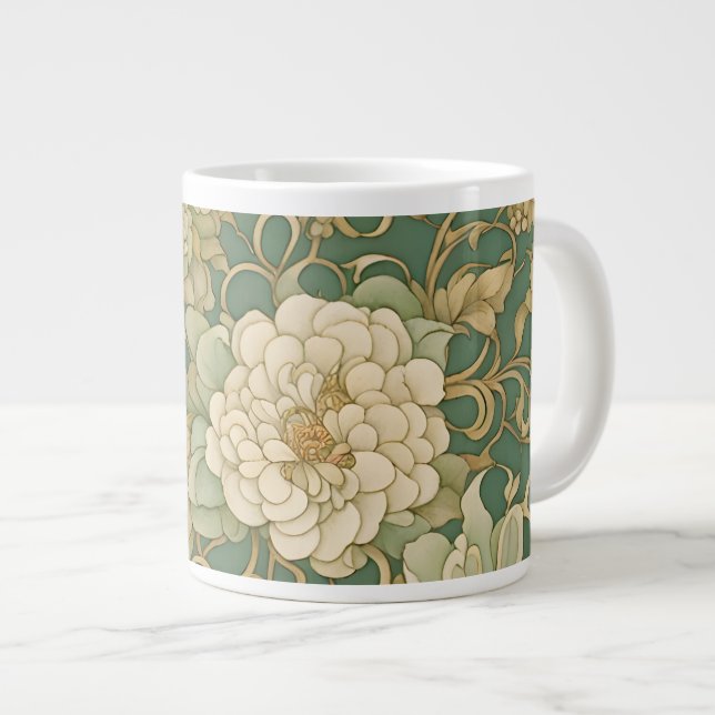 Taza De Café Gigante Florales nostálgicos en hues de época (Derecha)