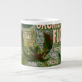 Taza De Café Gigante Florecimiento floral de orquídeas sobre nube de pa
