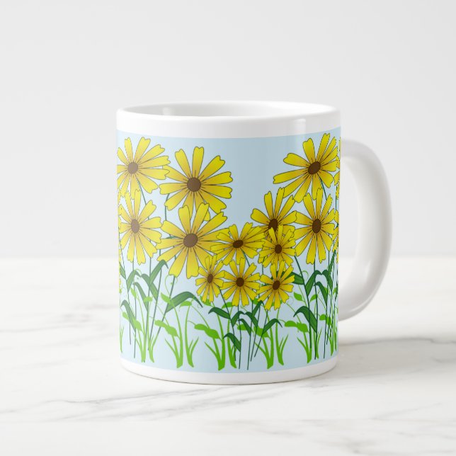 Taza De Café Gigante Florencia amarilla en hierba verde: Elegancia flor (Derecha)