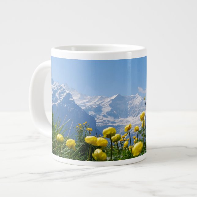 Taza De Café Gigante Flores | Alpes suizos Eiger Monch (Izquierda)