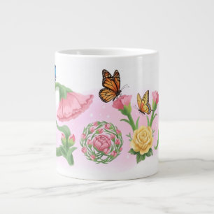 Taza De Café Gigante Flores Aman