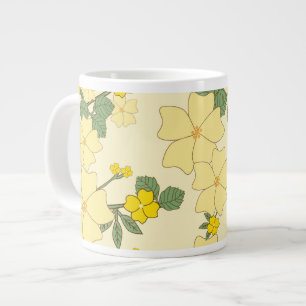 Taza De Café Gigante Flores Amarillas, Patrón Floral, Patrón De Flores