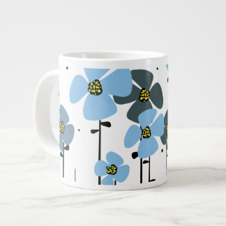 Taza De Café Gigante Flores azules