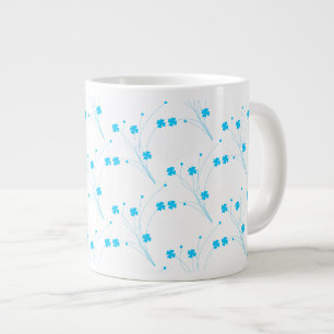 Taza De Café Gigante Flores azules de cielo brillante, impresión floral