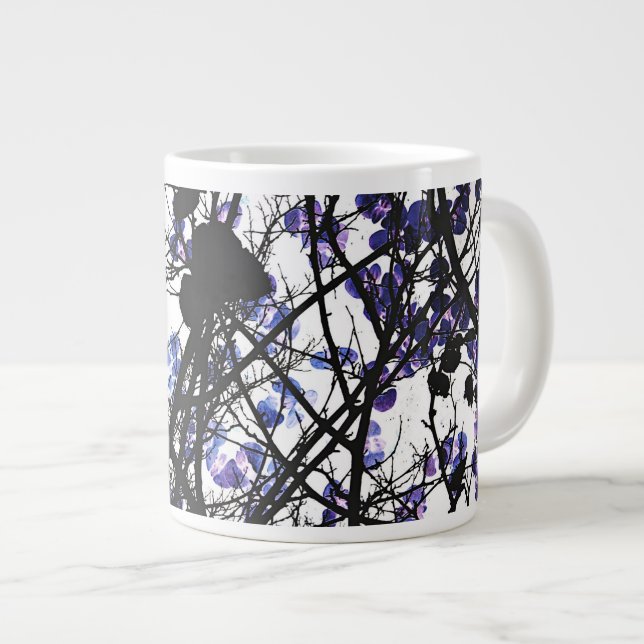 Taza De Café Gigante Flores azules en el concepto de árbol de invierno  (Derecha)