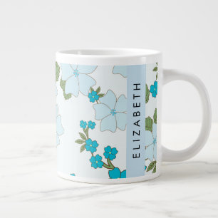 Taza De Café Gigante Flores Azules, Patrón De Flores, Su Nombre