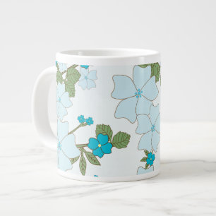 Taza De Café Gigante Flores Azules, Patrón Floral, Patrón De Flores