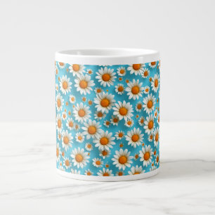 Taza De Café Gigante Flores blancas lindas margaritas