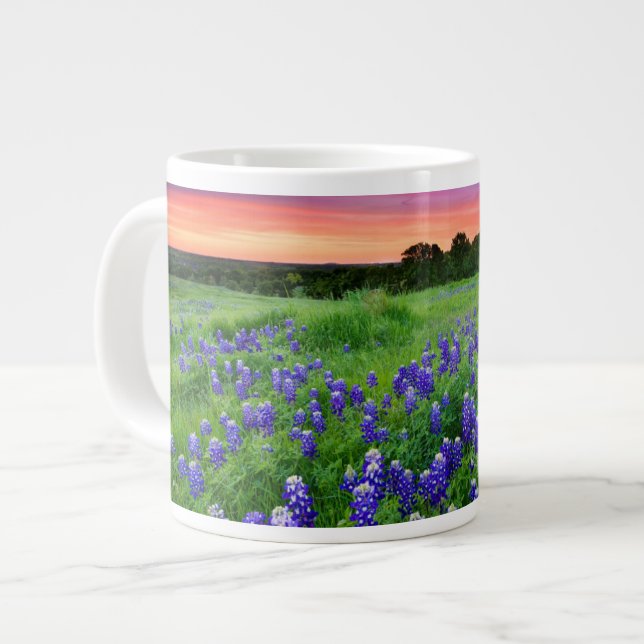 Taza De Café Gigante Flores | Bluebonnets en Sunset Texas (Izquierda)