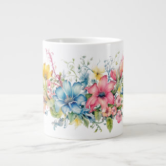 Taza De Café Gigante Flores Coloridas