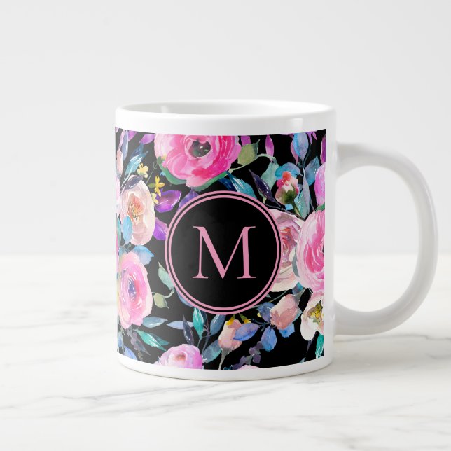 Taza De Café Gigante Flores de acuarela encantadoras (Derecha)