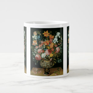 Taza De Café Gigante Flores de Bodegón Barroco Antiguo en un Jarrón