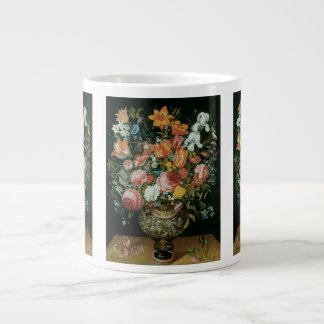 Taza De Café Gigante Flores de Bodegón Barroco Antiguo en un Jarrón