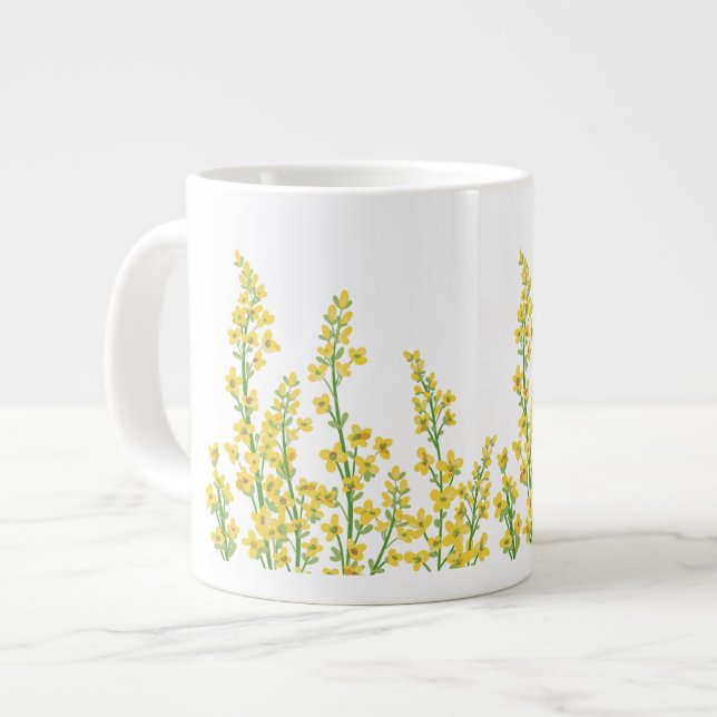 Taza De Café Gigante Flores de citrina amarilla moderna (Izquierda)