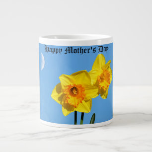 Taza De Café Gigante Flores de la medalla de oro del Día de la Madre