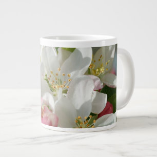 Taza De Café Gigante Flores de manzana rosa y blanca